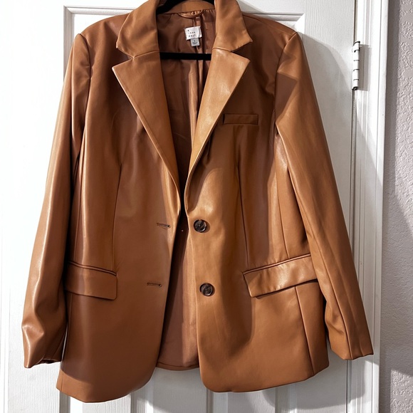 a new day Jackets & Blazers - a new day Vegan Leather Tan Blazer Size L